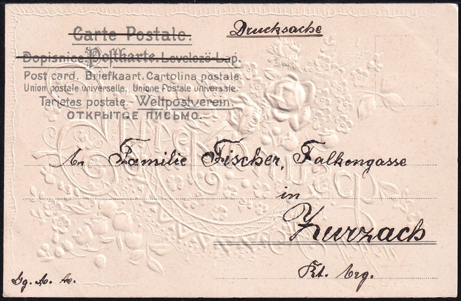 Lithokarten um 1900 - "Herzlichen Glückwunsch zum Neuen Jahre" - ungelaufen – Bild 2