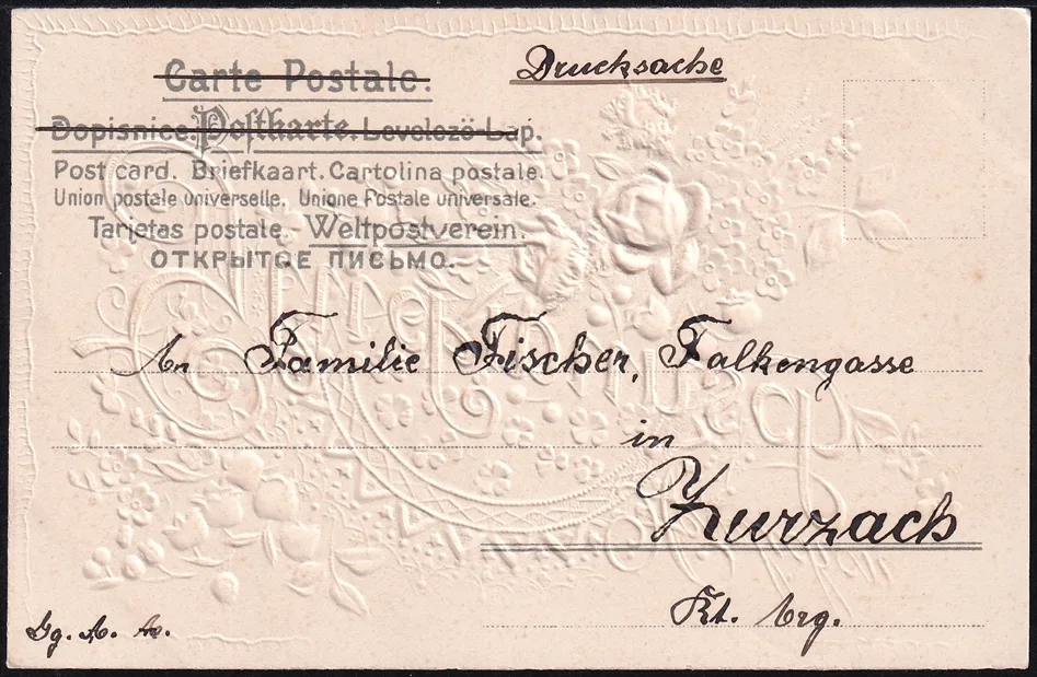 Lithokarten um 1900 - "Herzlichen Glückwunsch zum Neuen Jahre" - ungelaufen – Bild 2
