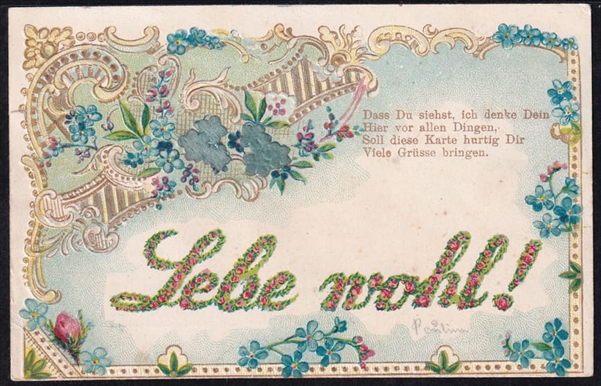 Lithokarten um 1900 - "Lebe wohl !" - ungelaufen