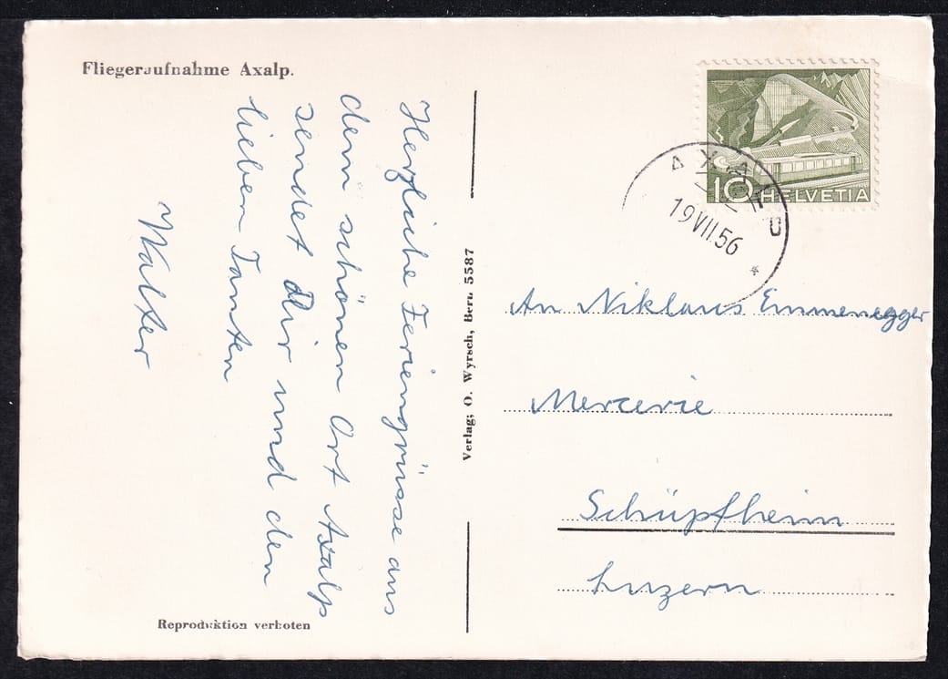 Schweiz, Abstempelungen, AXALP, auf Nr.299