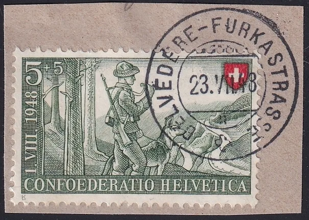 Schweiz, Abstempelungen, BELVEDERE-FURKAPASSSTRASSE, sauber auf Pro Patria Nr.38