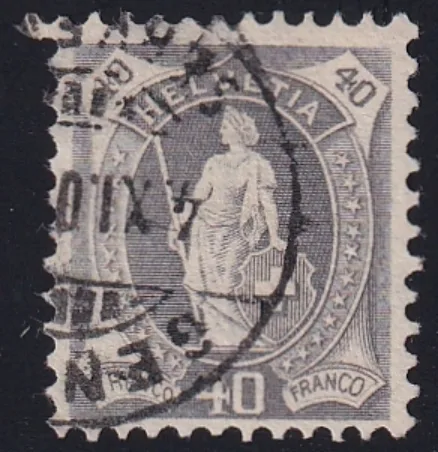 Schweiz stehende Helvetia 1907 Nr. 89A gestempelt GENEVE