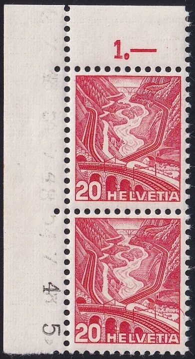 Schweiz 1936 SBK Nr. 205Az Pf. 2.03 postfrisch ** mit Bogenecke