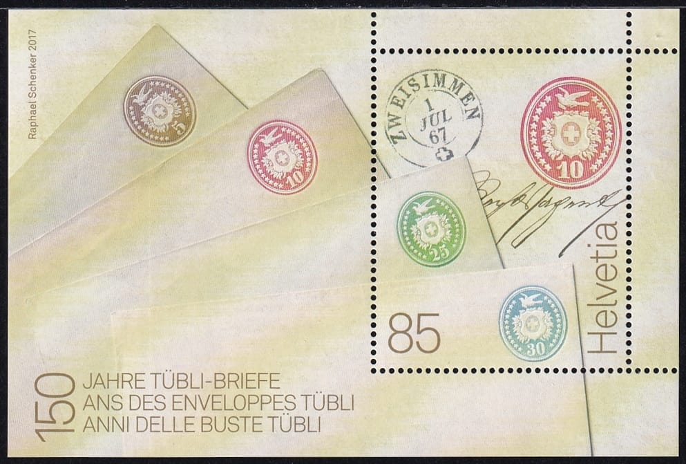 Schweiz 2017 Block 66 "150 Jahre Tübli Briefe" SBK Nr. 1648 postfrisch