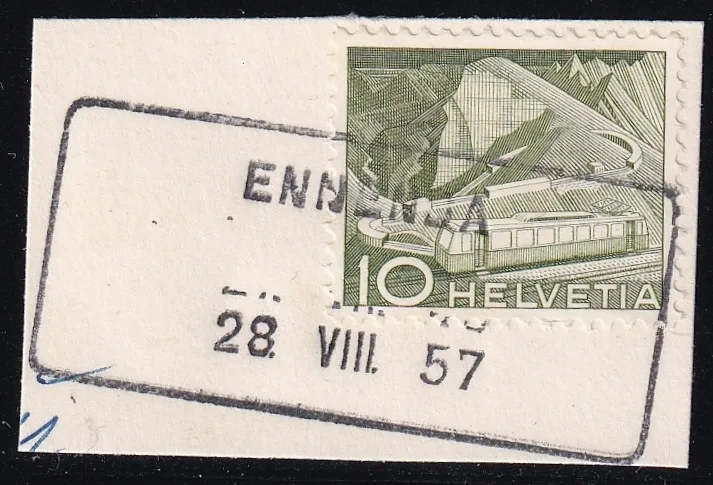 Schweiz, Abstempelungen, Aushilfsstempel, ENNENDA, sauber auf Nr.299
