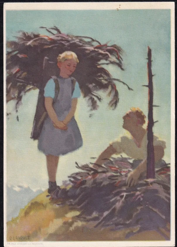 Schweiz Bundesfeierkarten 1935 Augustfeier-Vorbereitung, 10 Rp., nicht gelaufen – Bild 2