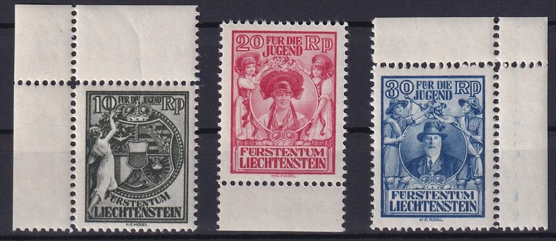 Liechtenstein, Freimarken, 116-118, Jugendfürsorge
