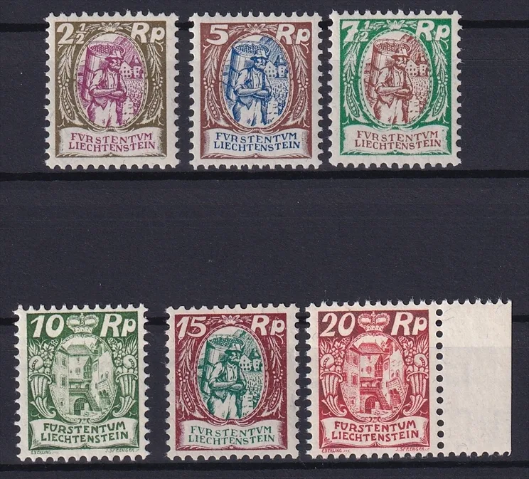 Liechtenstein, Freimarken, Nr.65-70