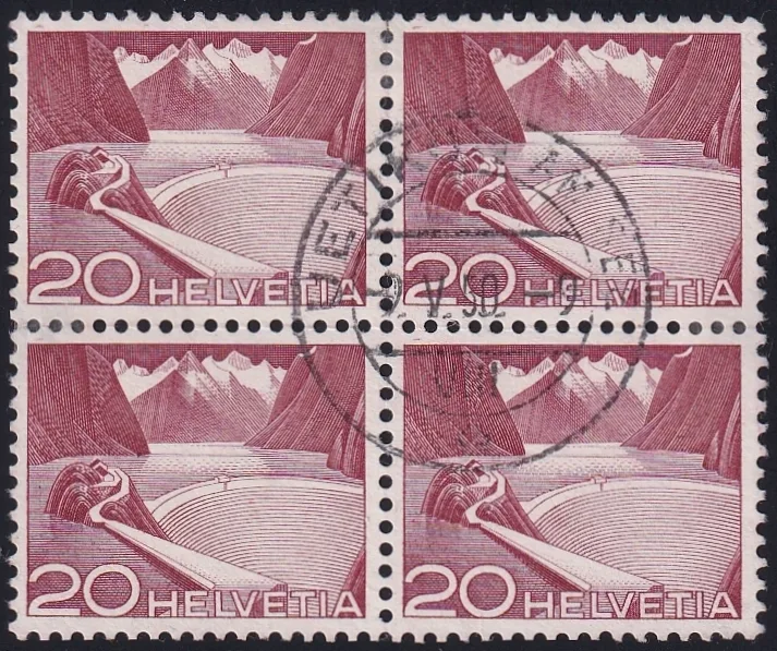 Schweiz 1949 sog. Urtype Nr. 301 im 4er Block gestempelt
