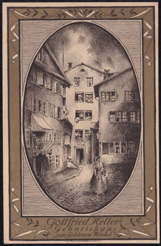 Schweiz Bundesfeierkarten 1919, Kellers Geburtshaus 7 1/2 Rp. – Bild 2