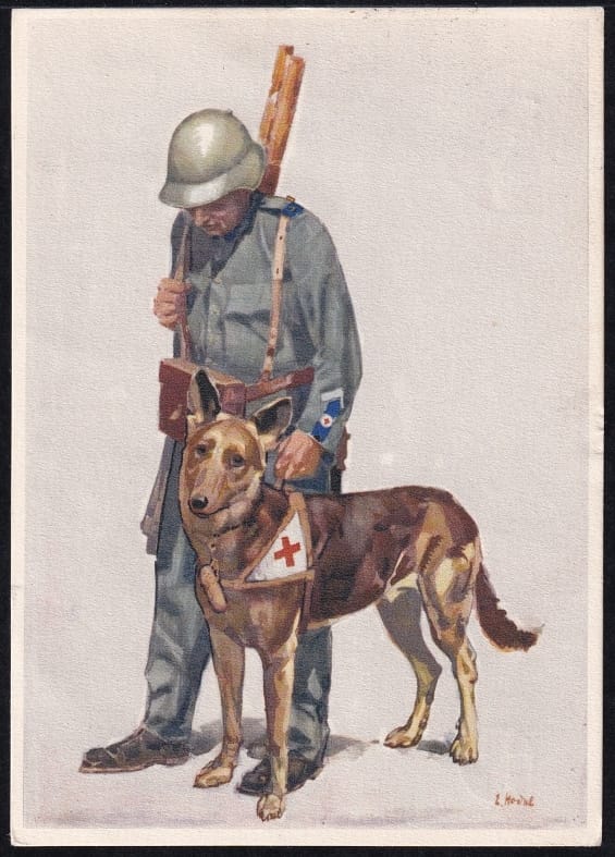 Schweiz Bundesfeierkarten 1937 Sanitätssoldat, Künstlervermerk braun 10 Rp. – Bild 2