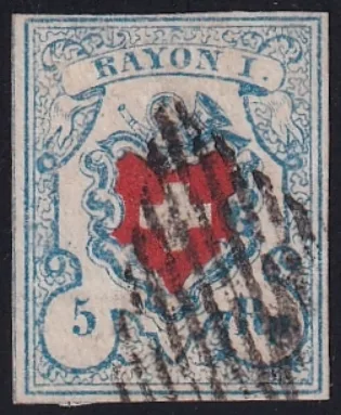 Schweiz Rayon I SBK Nr.17 II Type 15 Stein C2-RU, schwarze eidg. Raute, vollrandig