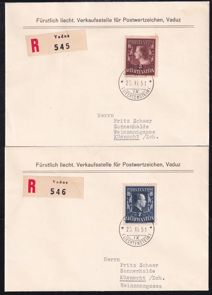 Liechtenstein, Freimarken, FDC, Nr.304A/305A
