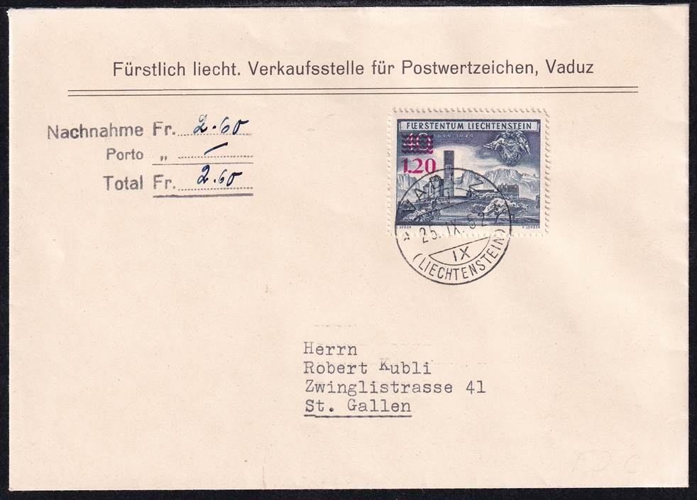 Liechtenstein, Freimarken, FDC, Nr.310