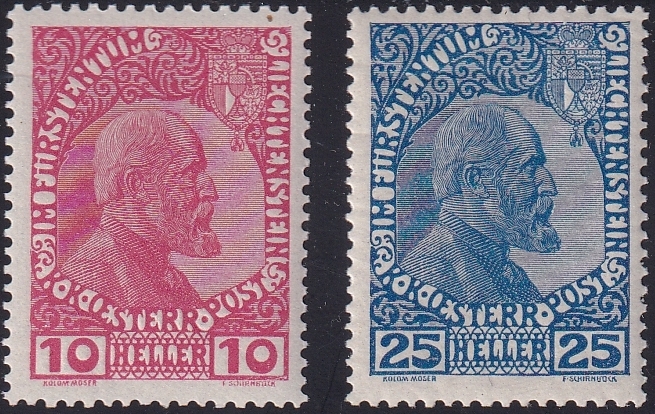 Liechtenstein, Freimarken, Nr. 2y/3ya