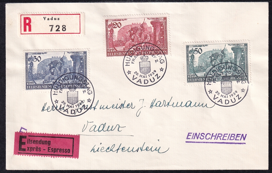 Liechtenstein, Freimarken, Nr.180-182