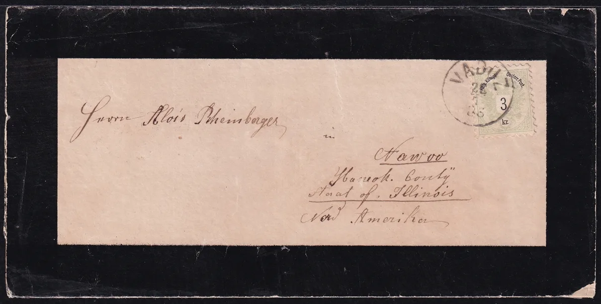 Liechtenstein, Freimarken, Vorläufer, Mi. Nr. 45 auf Trauer-Brief mit Ankunftsstempel