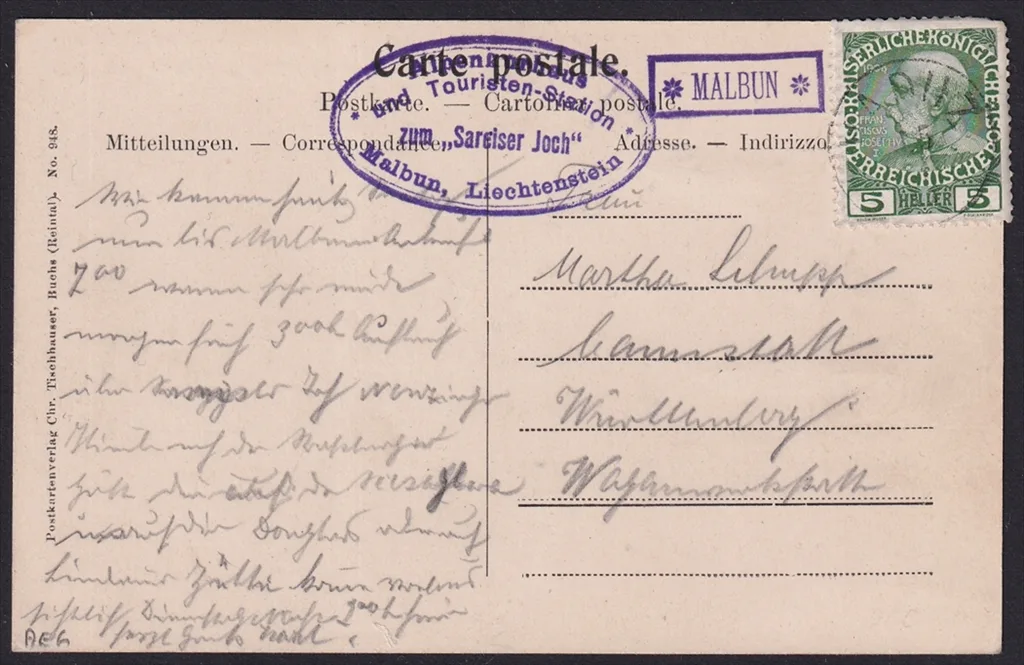 Liechtenstein Vorläufer Mi. Nr. 142 gestempelt Vaduz mit Postablagestempel MALBUN
