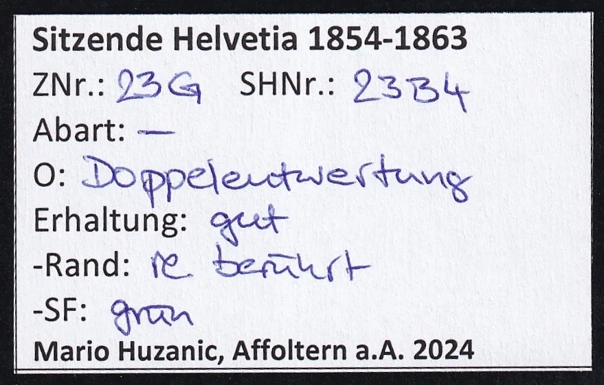 Schweiz Strubel SBK Nr. 23G Doppelentwertung – Bild 2