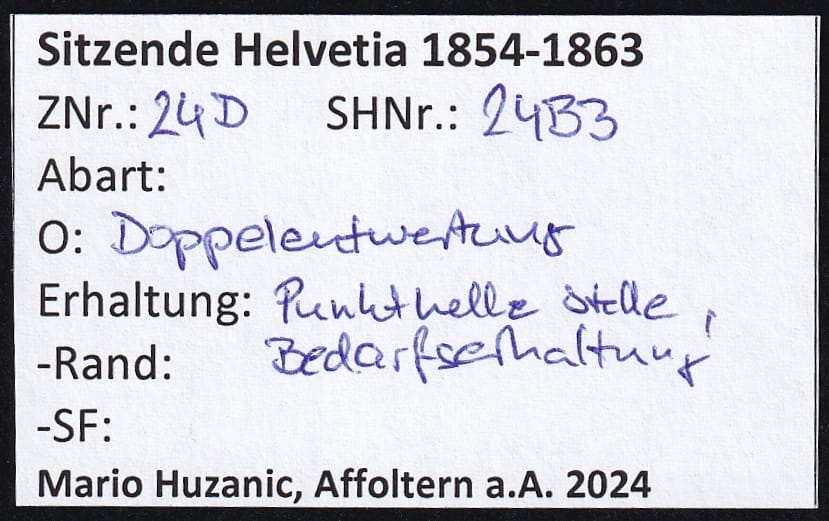 Schweiz Strubel SBK Nr. 24D Doppelentwertung – Bild 2