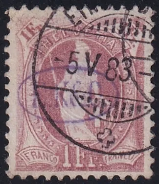 Schweiz stehende Helvetia 1882 Nr. 71Ab mit seltenem ovalem Firmenstempel E.K&C. von Eberle, Kälin & Cie