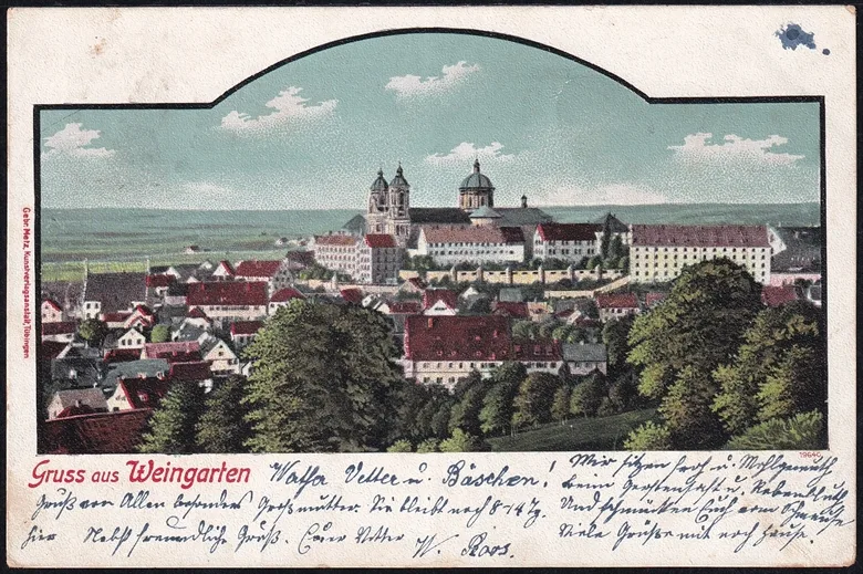 Deutschland, Lithographien, Gruss aus WEINGARTEN