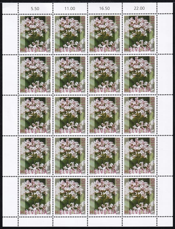Schweiz 2003 SBK Nr. 1075 "Heilpflanzen - Baldrian" 20er Bogen CHF 1.10er postfrisch zum Frankieren