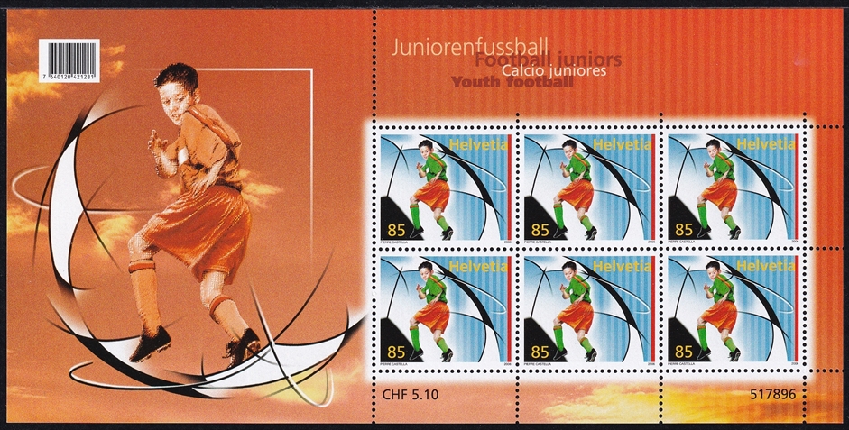 Schweiz 2006 SBK Nr. 1195 "Juniorenfussball" Kleinbogen postfrisch
