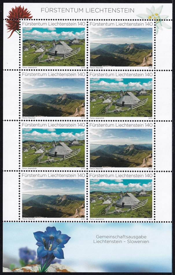 Liechtenstein 2015 Nr. 1773 bis 1774 "Lebensraum Alpen" 8er Bogen CHF 1.40er postfrisch ** - frankaturgültig FL