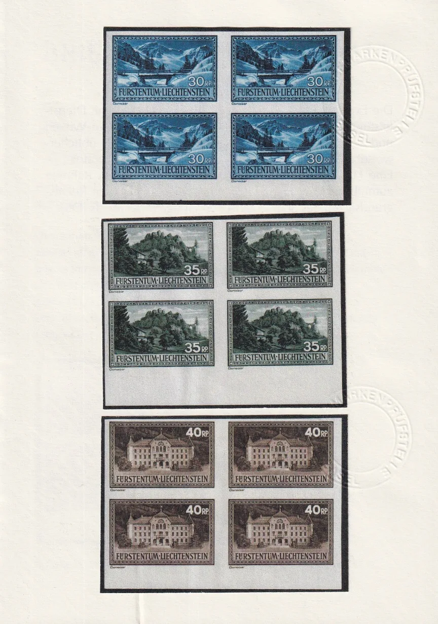 Liechtenstein 1934 Mi. Nr. 139 U - ungezähnter 4er Block postfrisch ** Bogenrand unten – Bild 3
