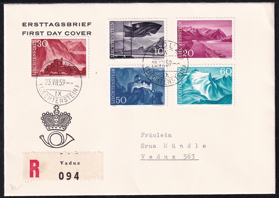 Liechtenstein, FDC, Freimarken, Nr.381-385, R-FDC