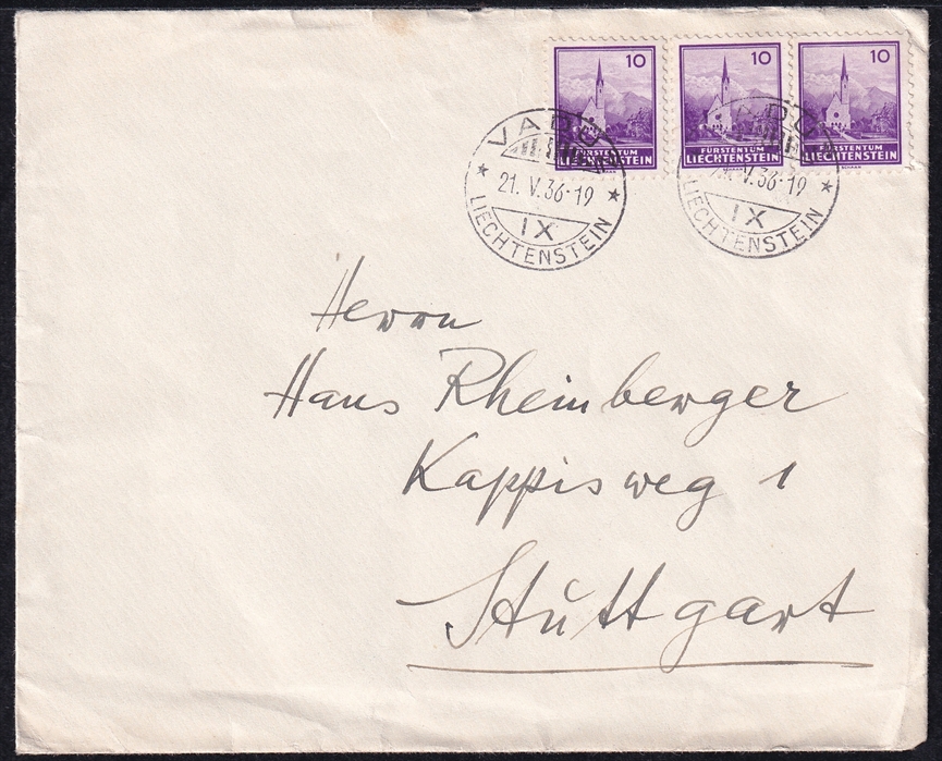 Liechtenstein, Freimarken, Nr.128, Brief nach Stuttgart