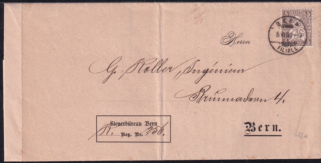 Schweiz, Altschweiz, Sitzende Helvetia, Nr.30, 5 Rp. braun