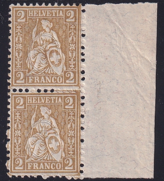Schweiz, Sitzende Helvetia, Nr.44.1.04, 2Rp.oliv, "verdickte Randlinie"