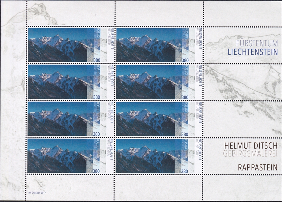 Liechtenstein 2017 Nr. 1865 "Gebirgsmalerei Helmut Ditsch" 8er Bogen CHF 3.80er postfrisch ** - frankaturgültig FL