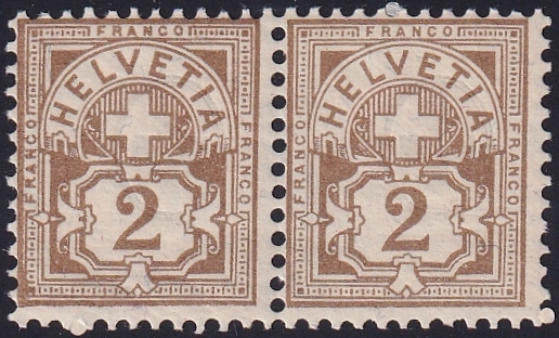 Schweiz, Ziffermuster, Nr.80, 2Rp.olivbraun