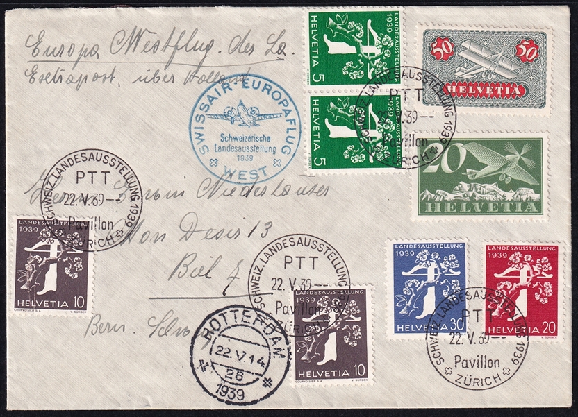 Schweiz, Swissair-Europaflug West, Zürich-Rotterdam, SF39.5a