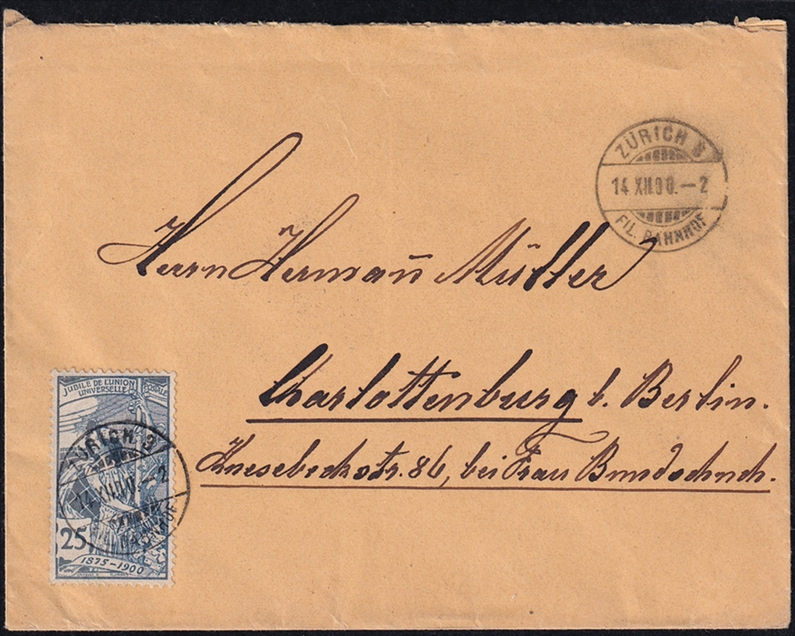 Schweiz, UPU, Frankaturen, Nr.79B, sauber auf Brief nach Charlottenburg