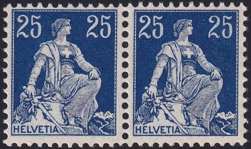 Schweiz, Freimarken, Helvetia mit Schwert, Nr.109, im waagrechten Paar