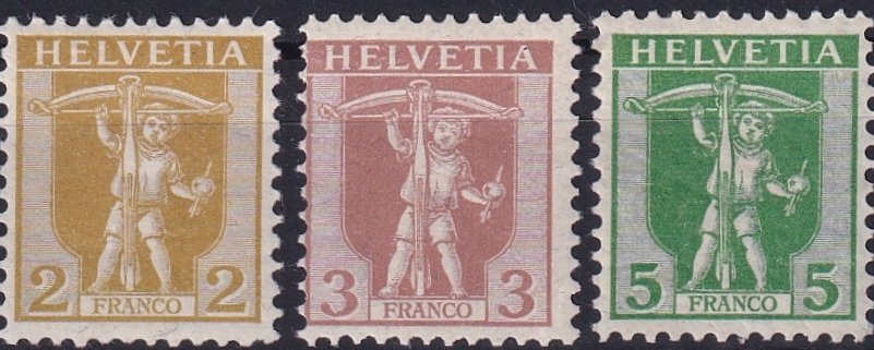 Schweiz, Freimarken, Tellknabe im Rahmen, Nr.101-103, komplette Serie