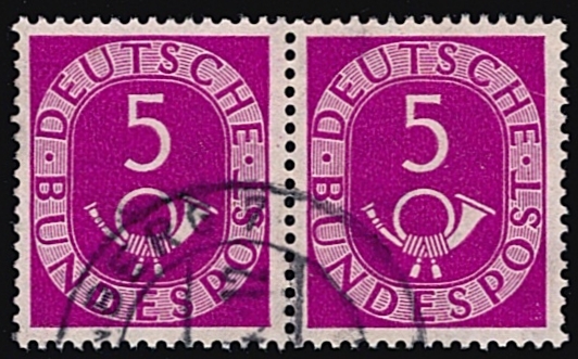 BRD 1951 Mi. Nr. 125 "Posthorn" waagerechtes Paar gestempelt
