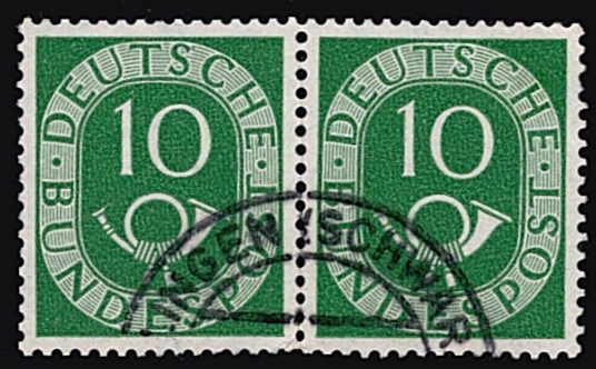 BRD 1951 Mi. Nr. 128 "Posthorn" waagerechtes Paar gestempelt