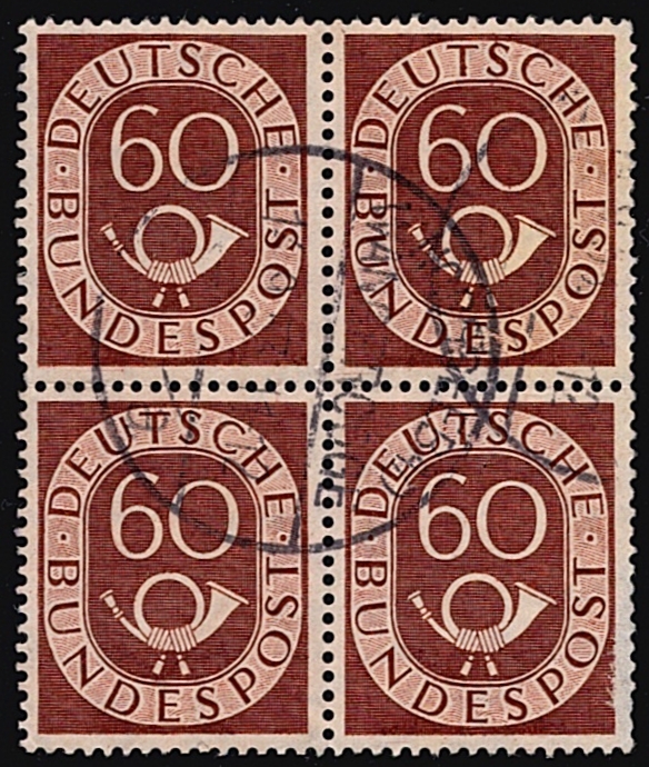 BRD 1951 Mi. Nr. 135 "Posthorn" 4er Block gestempelt