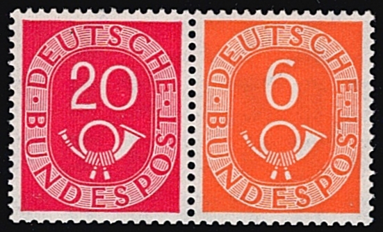 BRD 1951 Zusammendruck Mi. Nr. W3 (130/126) "Posthorn" postfrisch **