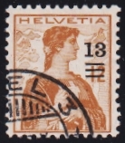 Schweiz, Freimarken, Aufbrauchsausgabe, Nr.133, 13/12Rp. hellbraun, sauber gestempelt BASEL