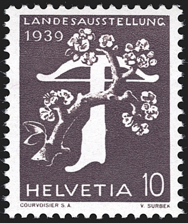 Schweiz, Freimarken, Landesausstellung Zürich 1939, Nr.229yRM, 10Rp. braungrau, Rollenmarke mit Nr.L 8355