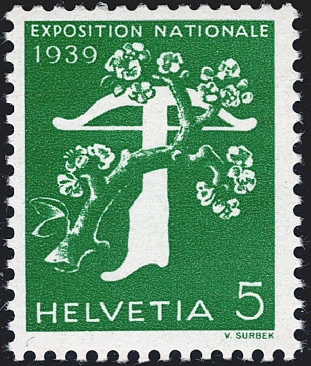 Schweiz, Freimarken, Landesausstellung Zürich 1939, Nr.232yRM, 5Rp. grün, Rollenmarke mit Nr. O 7775