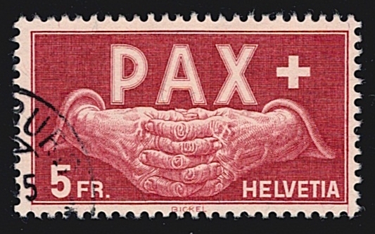 Schweiz, Freimarken, PAX, Nr.273, 5Fr., Eckstempel