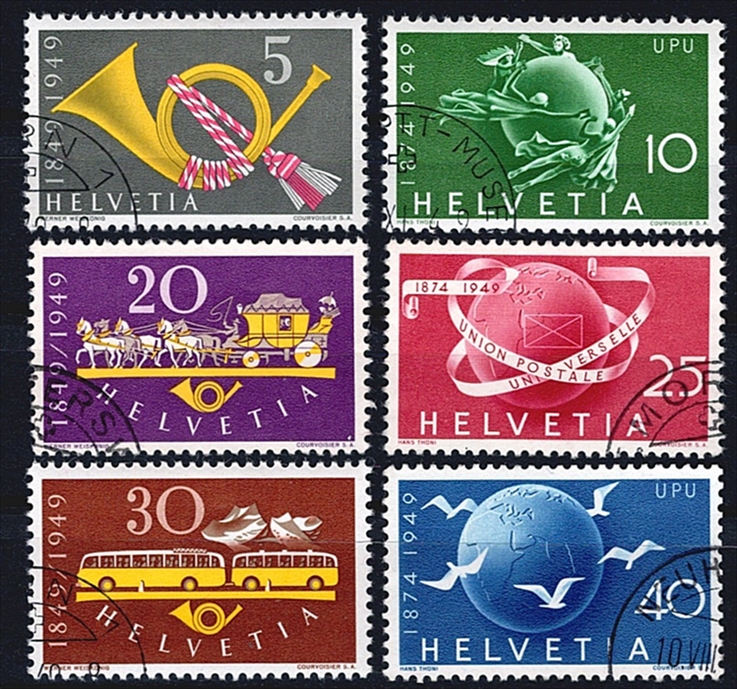 Schweiz, Freimarken, Postjubiläum, Nr.291-296, komplette Serien, sauber  gestempelt