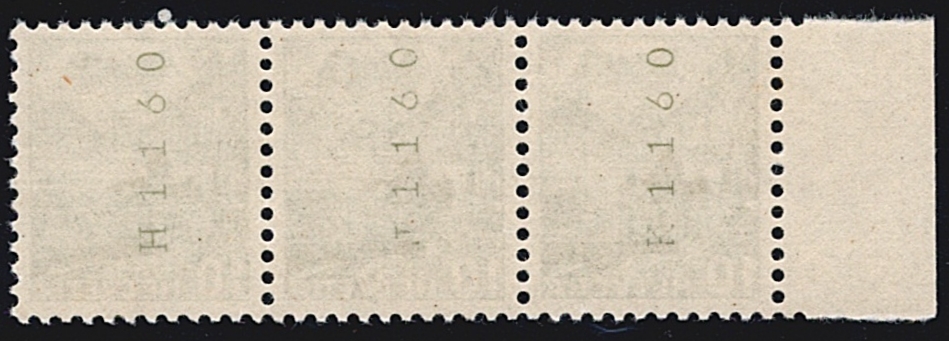 Schweiz, Freimarken, Rollenmarken, Landschaftsbilder, Nr.286RM, 10Rp.blaugrün, waagrechter 3er Streifen mit Nr.H-K 1160 – Bild 2